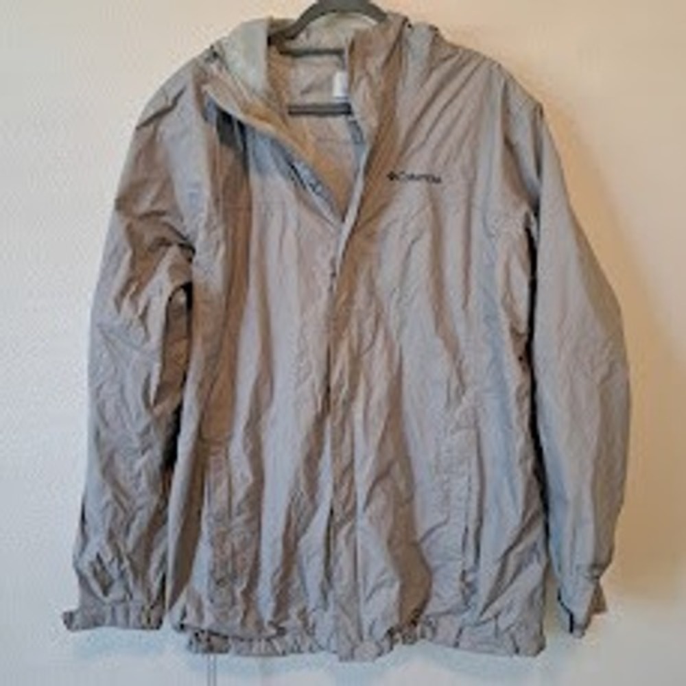Columbia Omni-Tech Rain Jacket Mens LT Large Tall Gray Waterproof Hooded Shell